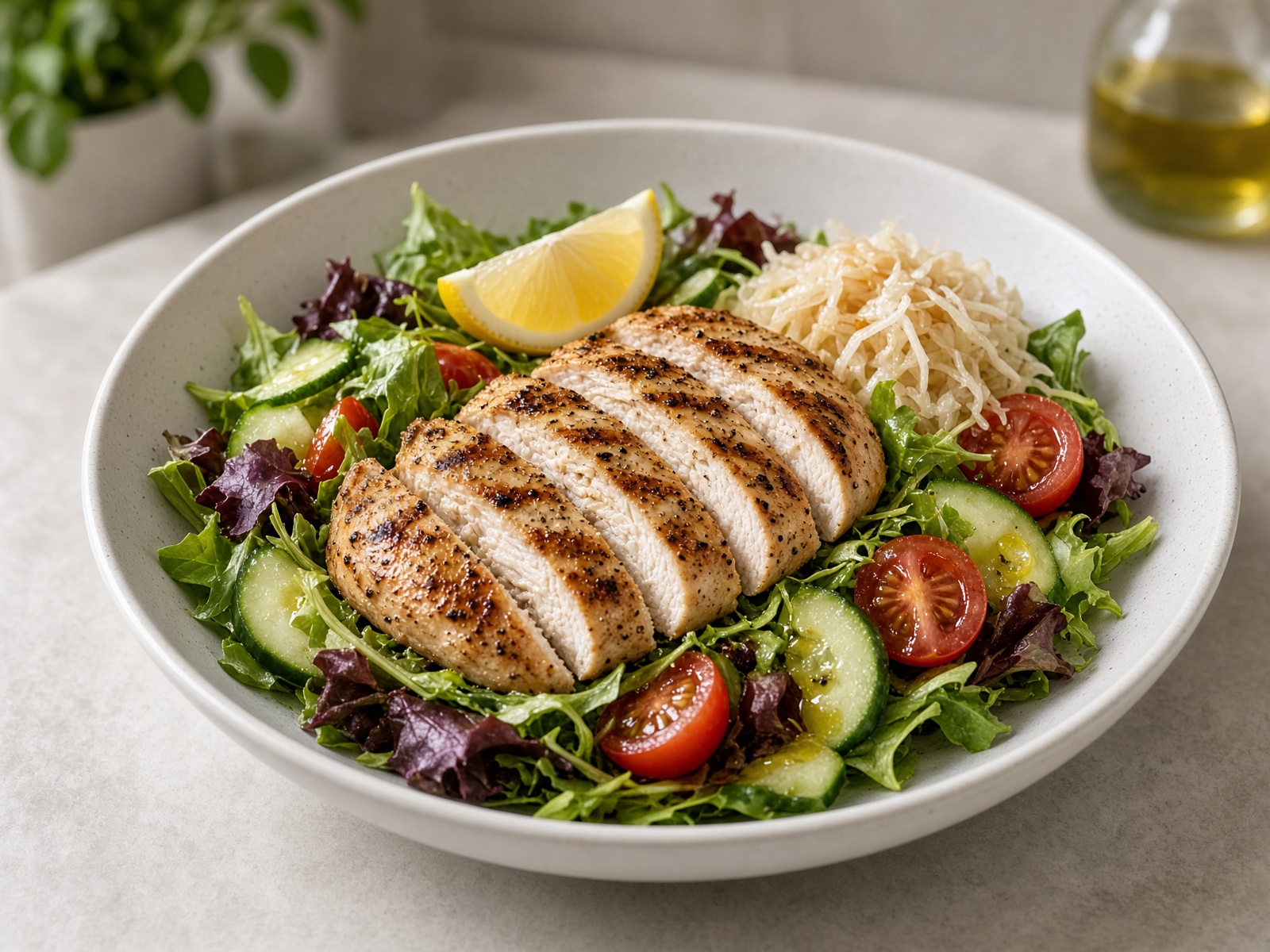 Grilled Chicken Salad with Fermented Vegetables