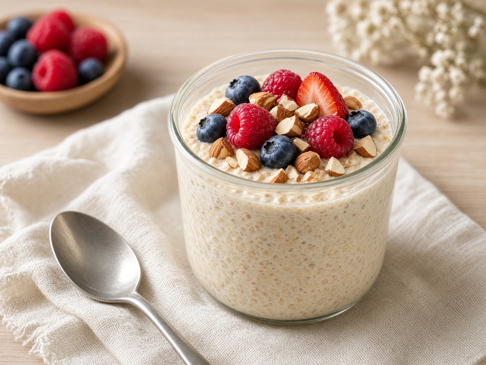 Kefir Overnight Oats with Nuts and Berries