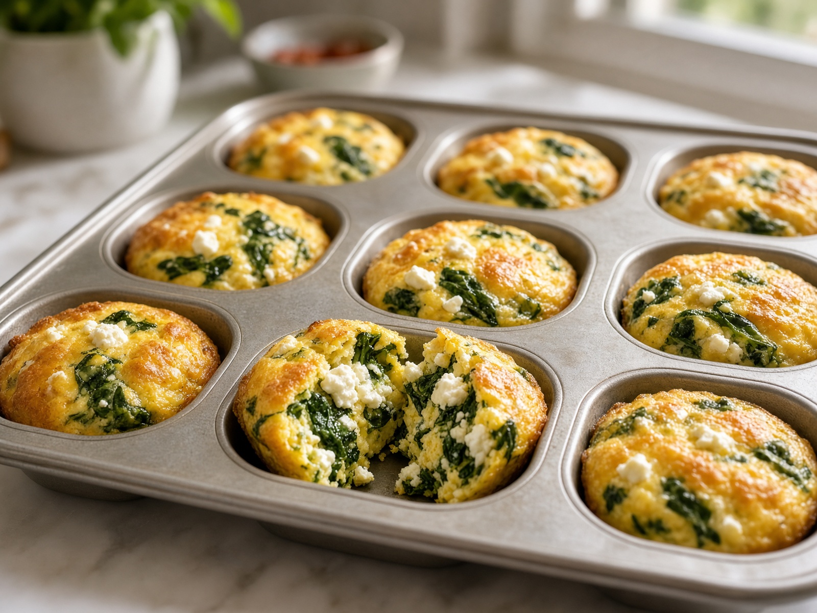 Spinach, Feta, and Egg Muffins