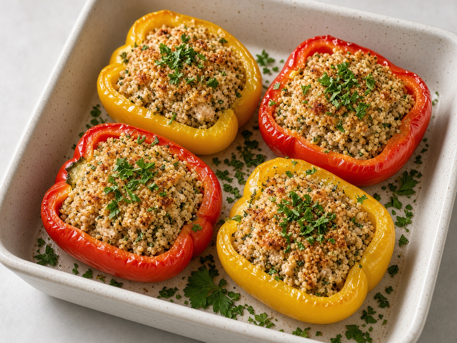 Turkey and Quinoa Stuffed Bell Peppers