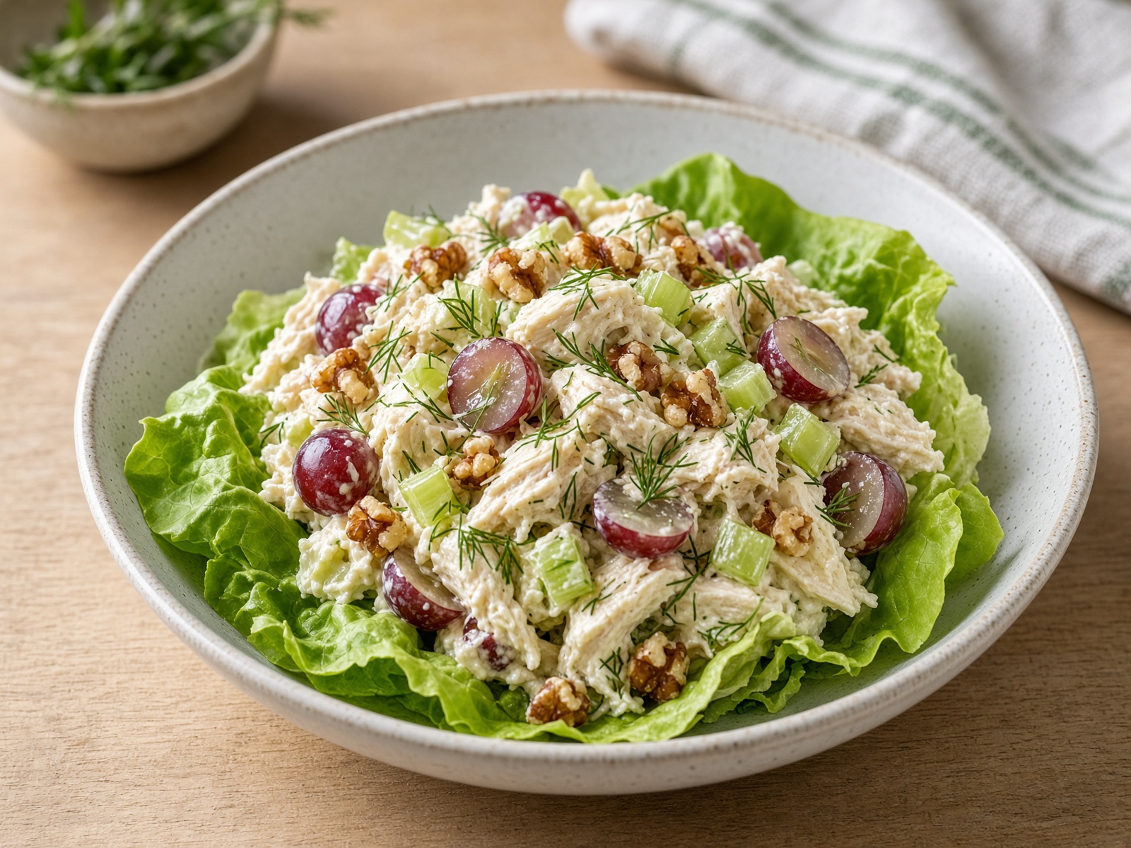 Greek Yogurt Chicken Salad with Celery, Grapes, and Walnuts